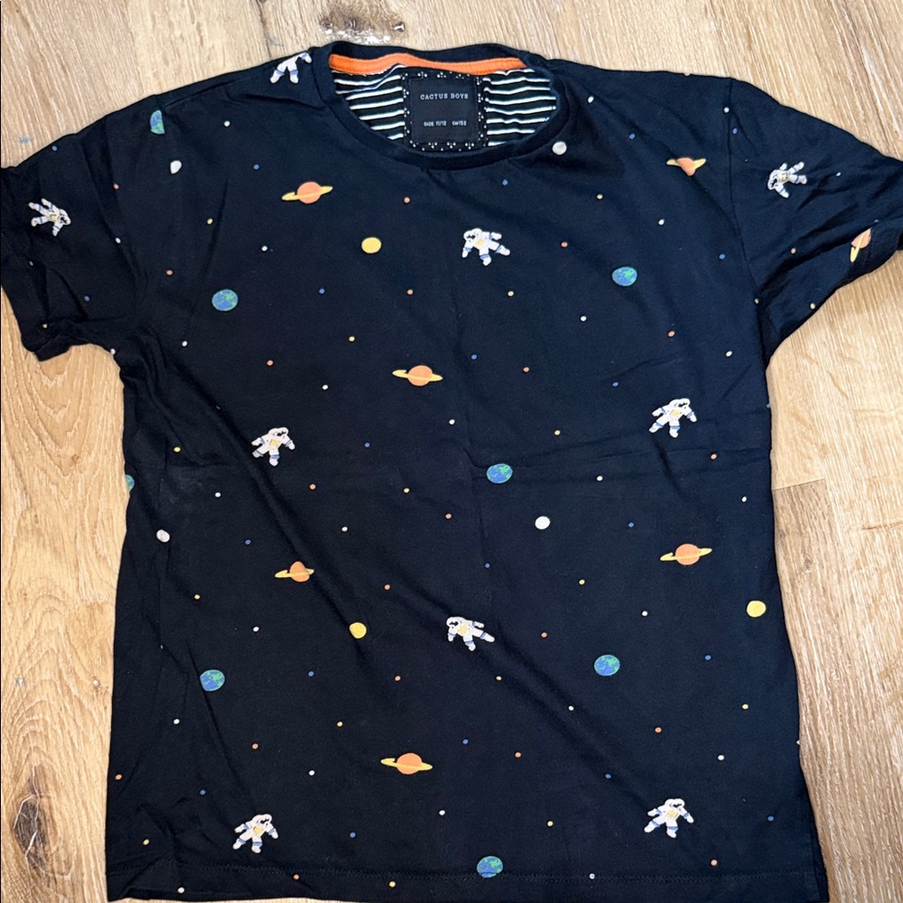 Marks & Spencer Black Short-Sleeve Tee with Space Print